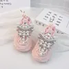 Athletic Outdoor Princess Pink Pearls Spring Autumn Buty dla dzieci Kryształowe dziewczęta, trampki siatka oddychająca moda zwykła dzieci 26 38 230630