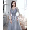 Abiti da sera in piuma Chiffon Abiti lunghi per la madre della sposa Collo gioiello trasparente 3/4 Manica lunga Perle Perline con perline Donna con paillettes lucide Abiti da sera taglie forti