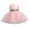 Платья для девочек Princess Kids Baby Girl Lovely Bow Knot Sequins Dress Lace Sheer без рукавов Mini Festival Party Voile Cute 230630