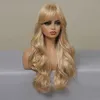 NXY långa vågiga blonda syntetiska peruker med lugg Peruker för kvinnor Daily Cosplay Naturligt hår Högtemperaturfiberperuk 230619