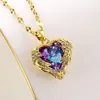 Pendant Necklaces Fashion Simple Creative Ocean Heart Necklace Exquisite Angel Wings Colorful Crystal High Quality Gifts for Girls 230630