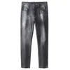 Jeans masculino designer de moda jeans de alta qualidade calças casuais de lavagem frita largas largas retas elásticas K385