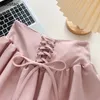 Zweiteiliges Kleid Süßes Lolita-Rock-Set für Damen, elegant, Frankreich-Schleife, quadratischer Kragen, Puffärmel, Bluse, Crop-Tops, rosa Rüschen, Minirock, weiblicher Anzug 230629