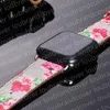 G Designer Watch Band Smart Straps pour Apple Watch Band Ultra 38mm 44mm 45mm iwatch band series 8 9 4 5 6 7 Strap Luxury Leather Print Blue Bracelet ap watchband