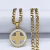 Pendant Necklaces Stainless Steel Shell Cross Chain Women/Men Gold Color Catholic Statement Necklace Jewelry Collier NXHYB213S08