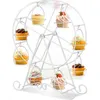 Ustensiles de cuisson Outils Rotation Grande Roue Cupcake Stand En Acier Inoxydable 8 Tasses Dessert Carrier Présentoir Pour Restaurants Soirée À Thème