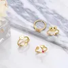 Cluster Ringen Collectie Goud Kleur Hart Ring Koper Zirkoon Zonnebloem Klok Verstelbare Voor Vrouwen Mode Kristallen Sieraden Rigp32