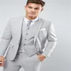 Dernières conceptions de pantalons de manteau gris clair hommes costume costumes de mariage Slim Fit veste maigre costume personnalisé marié smoking 3 pièces Masculino204e