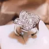 Cluster Rings Classic 925 Stamp Ring for Women Four-Leaf Clover Full Diamond Zircon High Quality Engagement Party Jewelry