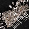 Hårklipp Trendiga silverfärg CRYSTAL RHINESTONE Handgjorda kammar för kvinnor Brud bröllop smycken Huvudstycke Tillbehör