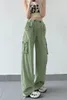 Pantalon Femme Y2K Poche Baggy Cargo Femme Pantalon Ample Jambe Large Rose Campus Femme Vert Gris Noir