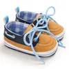 Chaussures de sport unisexe bébé toile baskets semelle souple anti-dérapant né avec lacet pour premier marcheur 0-18M