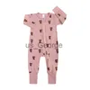 Completi di abbigliamento New Double Zipper Neonata Neonata Vestiti per ragazzo Geometria Manica lunga Cotone Pagliaccetto Abbigliamento per neonato Tuta 024 Mesi J230630