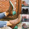 Bottes Bottes Automne Hiver Casual Western Cowboy Cheville Femmes En Cuir Cowgirl Court Cosaques Pointu Épais Chaussures À Talons Hauts Grande Taille 43 220902 Z230630