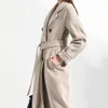 Women's Trench Coats 2023 Autumn Women Coat Solid Color Double Breasted Mid-Length With Belt Overcoat Winter Loose Casual Female Outwear