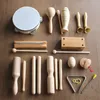 Baby Music Sound Toys Log Percussion Instrument Set Toy Wooden Sand Hammer Drum Double Sound Tube Beginner Music Teaching Aids For Preschool Children 230629