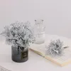 Flores decorativas artificiais folha de prata crisântemo plantas falsas decoração para casa casamento interior H21cm