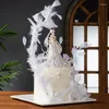 お祝いの備品美しい女の子ムーンケーキの装飾品ガールズバースデーパーティーデコレーションフェザークラウントッパーウェディング
