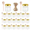 Lagringsflaskor 20 Pack Hexagon Mini Glass Honey Burkar med trä Dipper Guldlock Bee Pendants Jutes Pack- Perfekt för baby shower N0T3