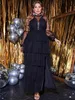 Блестящие черные сексуальные платья выпускного вечера арабское африканское кружево с блестками с длинным рукавом для женщин плюс размер вечерние платья 2023 вечерние платья больших размеров Robe De Soiree