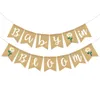 Decorazione per feste Baby Decor Birthday Pull Flag Baby's First Banner Bunting 18X13CM Shower Linen Girl