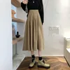 Vestidos de cintura alta saia plissada feminina moda coreana elegante estilo universitário midi saia feminina outono inverno roupas grossas frete grátis