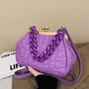 Evening Bags Purple Design Handbag Women Quilted Shoulder Bag Clip Small Crossbody Bags For Women Metal Chain Clutches Cloud Purse 230629