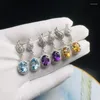 Stud Earrings CSJ Real Natural Blue Topaz Earring Sterling 925 Silver Amethyst Citrine Gemstone OV7 9mm For Women Party Birthday JewelryGift