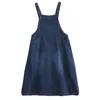 Casual klänningar 2xl denim sundress kvinnor sommarklänning fickficka ärmlös a-line tank midi koreansk mode totalt jeans överdimensionerade