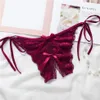 Women Sexy Lingerie Erotic Thong Open Crotch Panties Lace Bow T-Back Underwear Crotchless Pants Open Back Underpants Briefs2331
