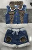 Clothing Sets 1 6years Baby Girls Denim Casual Outfit Sleeveless Leopard Print Top Shorts Suits 230630