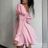 Casual Dresses Sexy Off Shoulder High Waist Long Sleeve Pleated Evening Dress Prom Gown Women Elegant Fashion Corset Party