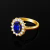 サイドストーンズ付きSzjinao Luxury Princess Kate Sapphire Ring Woman Oval 8*10mm Stone Real 925 Sterling Silver Engagement Rings Gold Plated Jewelry 230629