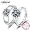 Clusterringen 5CT Sterling Silver Moissanite Bridal Sets Round Cut Lab Diamond Engagement Wedding Band voor vrouwen