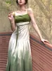 Abiti casual Vintage Women Strap Midi Dress Elegante Estate 2023 Stile cinese Evening Party Ladies Vestidos Robe Abiti femminili sottili