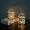 Полый металлический железный подсвечник висит птичья клетка Tealight фонарь полые подсвечники для стола свадьба домашний декор