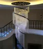 Lustres spirale conception longue lustre en cristal moderne lumière LED AC110V 220v luminaires d'escalier de luxe