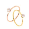 Cluster Ringe Solitär Ring Titan Stahl Dünner Pinky Für Frauen Zirkonia Gold Farbe Schmuck Zubehör Koreanische Mode