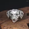 Klusterringar 925 Sterling Silver Fashion Jewelry Man Thai Restoring Ancient Ways Zodiac Dog Mouth Ring Animal