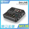 Earphones Debra 4 Channel Audio Interface Sound Card, 6.5mm Monitor Headphone Port, 16 Effects for Live Broadcast and Singing Recording.