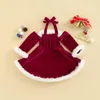 Girl Dresses Kids Infant Baby Girls Christmas Velvet Dress Long Sleeve Lacing Halterneck Backless Patchwork Holiday 1-5T