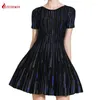 Party Dresses Spring and Summer High Quality Rands Jacquard Sticked Dress Women Sticking Short Sleeve O-Neck Slim Mini Jumper