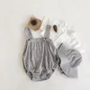 Комплекты одежды Летняя милая хлопковая рубашка для малышей, комбинезон с шапкой, комплект из 3 предметов в полоску, одежда для мальчика 3, 6, 9, 12, 18, 24 месяцев, OBS204018