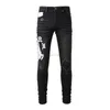 Élastique amari amirl amirlies Broken am amis imiri Slim amiiri Vêtements Jeans Denim Wash Pants es Fashion Hole High Street Motif de broderie Fit Slp Black Skinn DDNZ