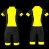 Conjuntos de corrida 2023 Pro Road MTB Short Set Skin Suit Sleeve Jumpsuit Men's Cycling Clothes Race Fit Speed Triathlon Trisuit