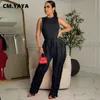 Survêtements pour femmes CM YAYA Survêtement élégant Débardeur et pantalon droit côté gland Costume Streetwear INS Deux 2 pièces Ensemble Tenues 230629