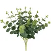 장식 꽃 화환 Zerolife Emulational 인공 식물 유칼립투스 잎 4 포크 16 머리 플라스틱 녹지 가짜 식물 집 벽 D