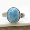 Pierścienie klastra Naturalny larimar niebieski pierścień regulowany 12x10 mm kamień szlachetny z Dominia Water Wzór owalny 925 srebro