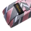 Bow Ties Pink Blue Striped Men's Business Wedding Neck Tie Pocket Square Cufflinks Ring Gift Gravata DiBanGu