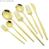 Zestawy naczyń stołowych 36PCS/SET BIAŁY ZŁOTA SUNKCJA SREBRY Cake Cake Fruit Fork Fork łyżka szturodzica sztućca ze stali ze stali ze stali nierdzewnej 210804 Z230630